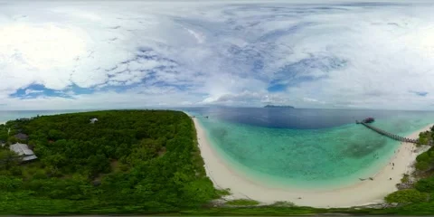 Seascape with tropical sandy beach. 360VR. Stock Footage 281324643