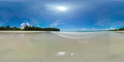 Seascape with tropical sandy beach. VR 360. Stock Footage 232499097