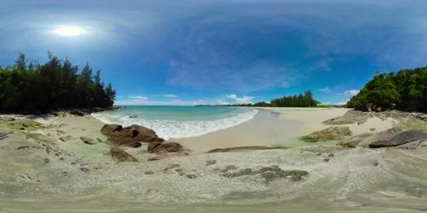 Seascape with tropical sandy beach. VR 360. Stock Footage 233193848