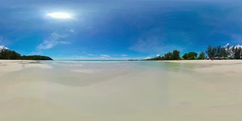Seascape with tropical sandy beach. VR 360. Stock Footage 308268537