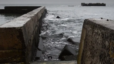 Seascape view from the breakwater Video stock 85261708