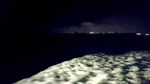 Seascape view from ferry at night Stock Footage 78972107