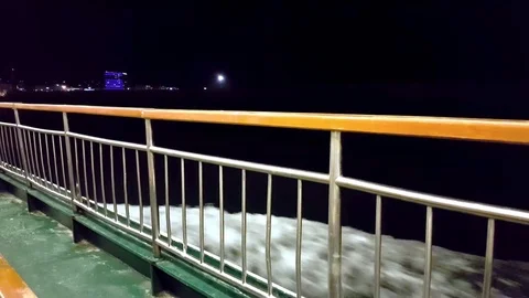 Seascape view from ferry at night Stock Footage 78974293