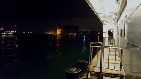 Seascape view from ferry at night Stock Footage 78975150