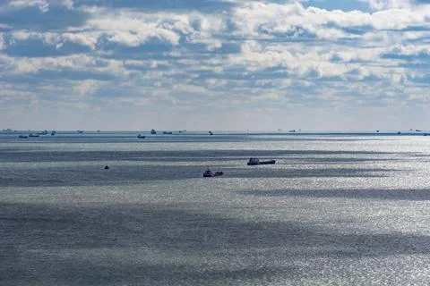 Seascape with a view of the ships Stock Photos