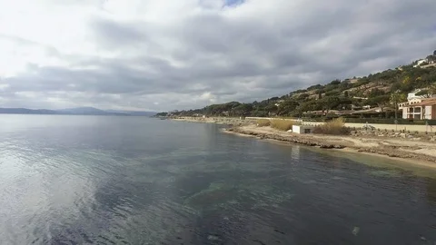Seascape view of village Stock Footage 86565577