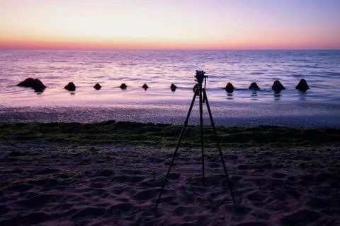 Seascape in violet. Stock Photos