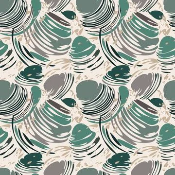 Seashell abstract seamless pattern. Contemporary marine illustration, grey green Stock Illustration