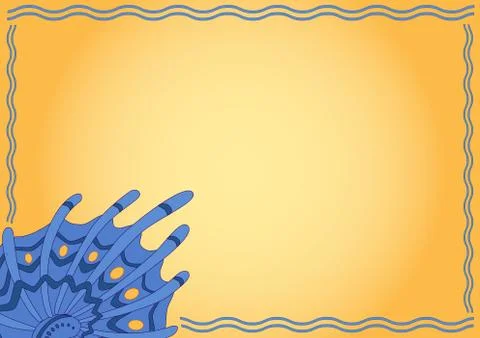 Seashell background Orange and blue Stock Illustration