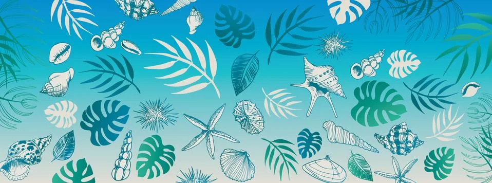 Seashell banner Stock Illustration