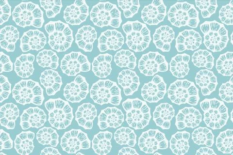 Seashell beach summer blue pattern. Vector seamless background elegant texture Stock Illustration