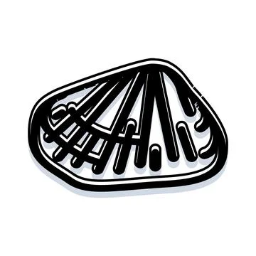 Seashell black and white outline drawing icon Stock Illustration