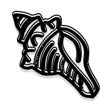 Seashell black and white outline illustration Stock Illustration