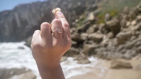 Seashell Closeup Wave Ring 4k Stock Footage 77254277