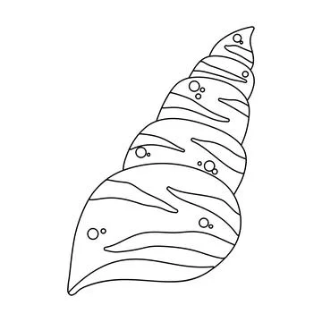 Seashell. Coloring pages for kids. Vector outline on a white background. 스톡 일러스트