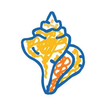 Seashell drawing with abstract lines and shapes Stock Illustration