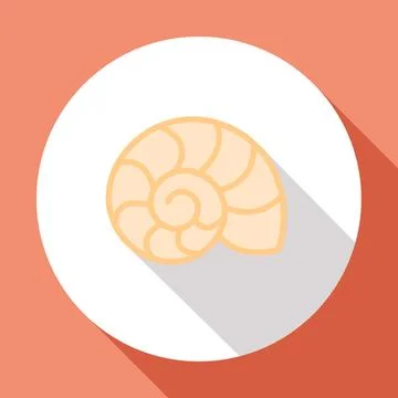 Seashell. Flat icon with long shadow. Flat design. illustration. Stock Illustration