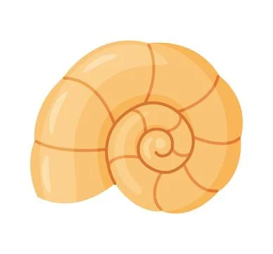 Seashell Hand drawn. Cartoon style flat illustration seashell isolated icon 스톡 일러스트