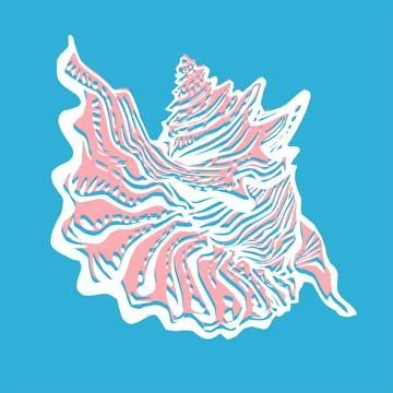 Seashell hand drawn doodle freehand sketch on blue background. Stock Illustration