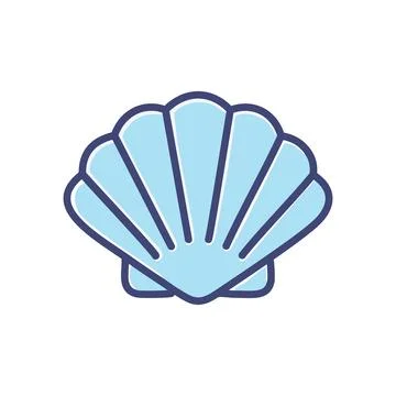 Seashell icon. Blue seashell icon, symbolizing the ocean, summer, and beach.. Stock Illustration