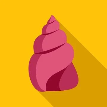 Seashell icon with flat design style long shadow Stock Illustration