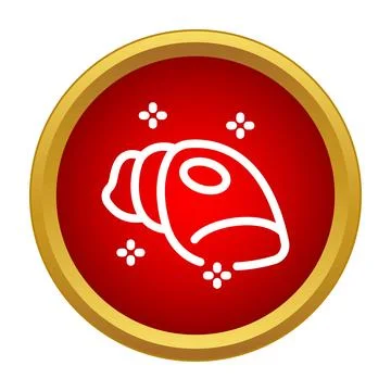 Seashell icon with red background and golden frame Stock Illustration