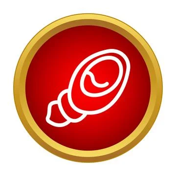 Seashell icon in red circle button Stock Illustration