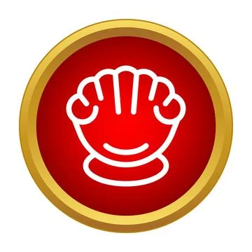 Seashell icon in red circle with gold border Illustrazione stock