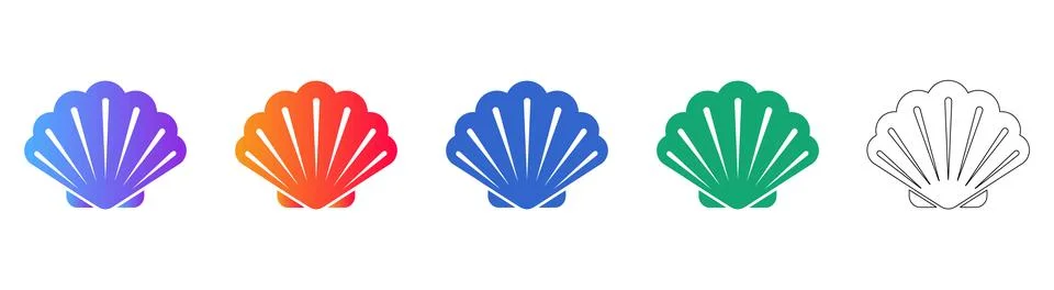 Seashell Icons Collection Stock Illustration