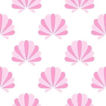 Seashell illustration seamless pattern 3 Stock Illustration