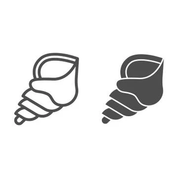 Seashell line and solid icon, nautical concept, spiral ocean shell sign on white Stock Illustration