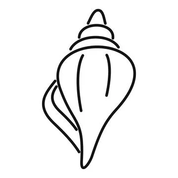 Seashell line art drawing representing summer vacation and ocean life Illustrazione stock
