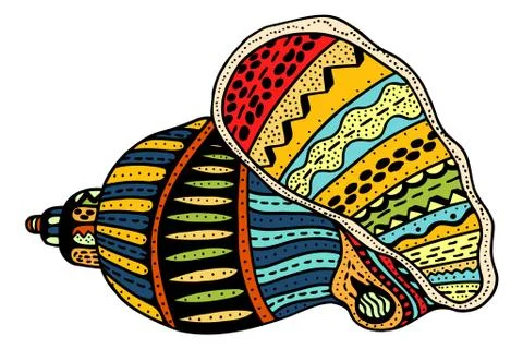 Seashell line art Stock Illustration