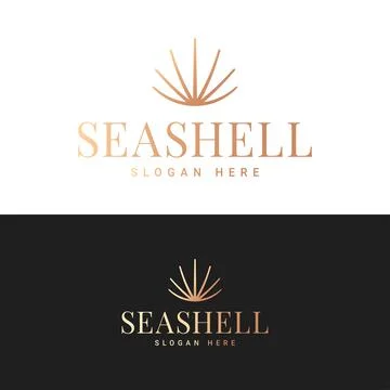 Seashell logo icon. Sea shell on black and white Stock Illustration