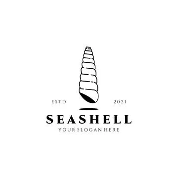 Seashell logo vector illustration template design, line art premium shell log Stock Illustration