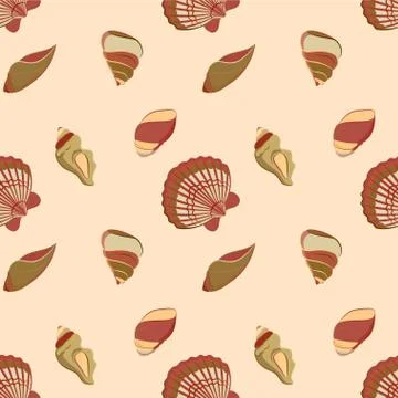 Seashell marine pattern in neutral colors Illustrazione stock