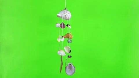 Seashell mobile rotating with green screen Stock Footage 235447577