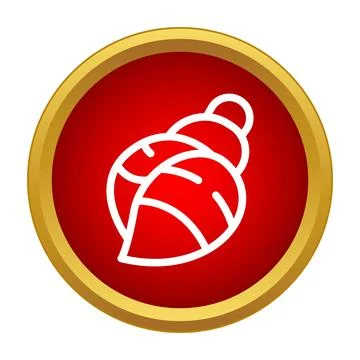 Seashell outline icon on red circle button Stock Illustration