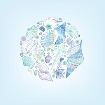 Seashell pattern. Summer holiday marine background Stock Illustration