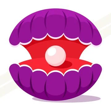 Seashell-with-pearl-inside Stock Illustration