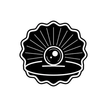 Seashell With Pearl Outline Icon Ready For Your Design, Greeting Card Stock Illustration