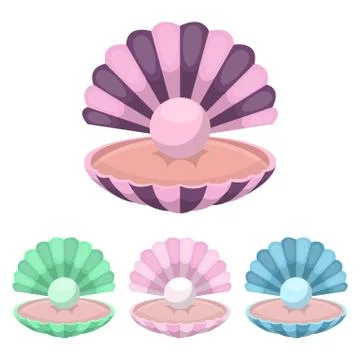 Seashell with pearl vector design illustration isolated on white background 스톡 일러스트