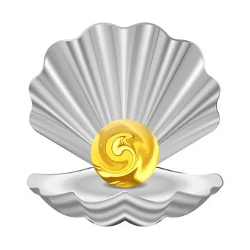 Seashell with pearl on white background Stock Illustration