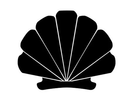Seashell - Scallop black silhouette - vector illustration silhouette for icon Illustrazione stock