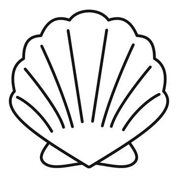 Seashell scallop line art drawing marine icon Stockillustratie