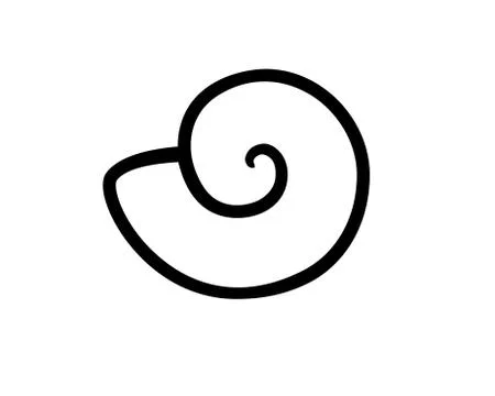 Seashell. Sea small seashell - vector linear pictogram or logo. Illustrazione stock