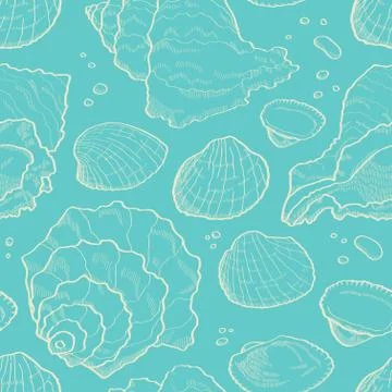 Seashell seamless Illustrazione stock