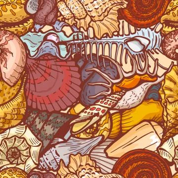 Seashell seamless pattern concept banner, cartoon vector illustration. Vacation イラスト素材