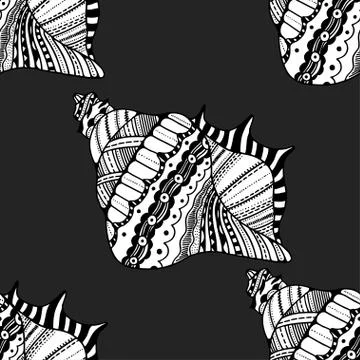Seashell seamless pattern Stock Illustration