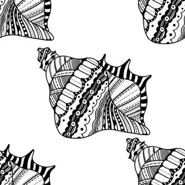 Seashell seamless pattern Illustrazione stock